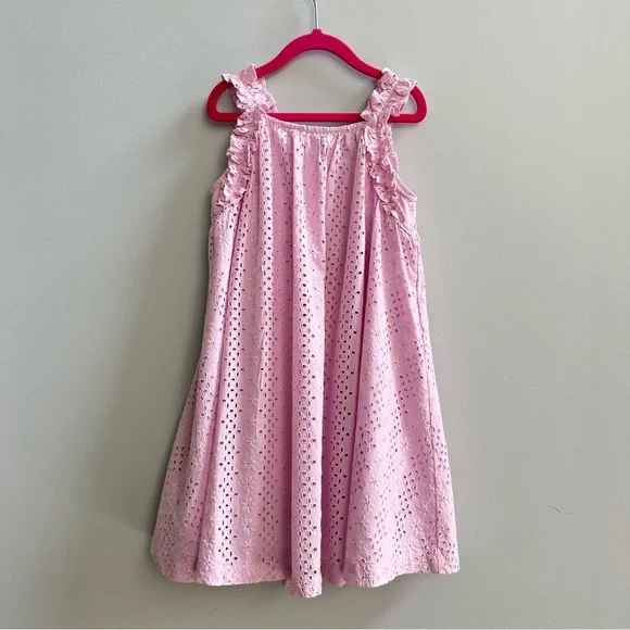 Crewcuts Girl Pink Eyelet-Embroidered Sleeveless Cotton Dress, Size 7 - Picture 4 of 7